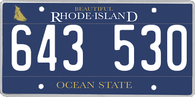 RI license plate 643530