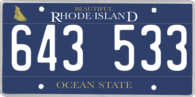 RI license plate 643533