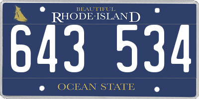 RI license plate 643534