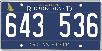 RI license plate 643536