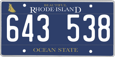 RI license plate 643538