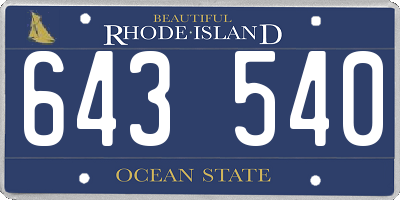 RI license plate 643540