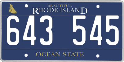 RI license plate 643545