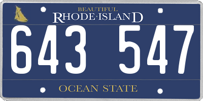 RI license plate 643547