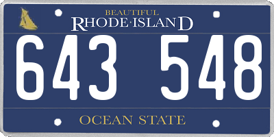 RI license plate 643548