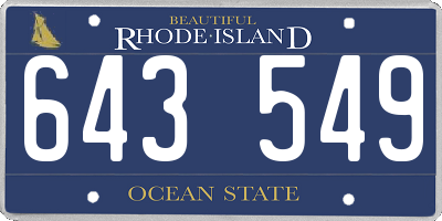 RI license plate 643549