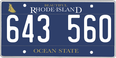 RI license plate 643560
