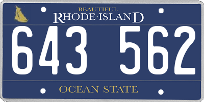 RI license plate 643562