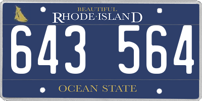 RI license plate 643564