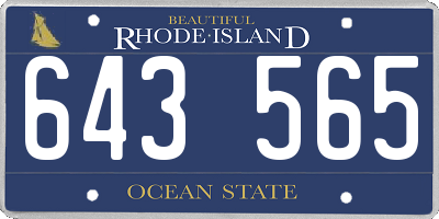 RI license plate 643565