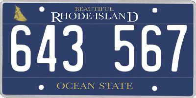 RI license plate 643567