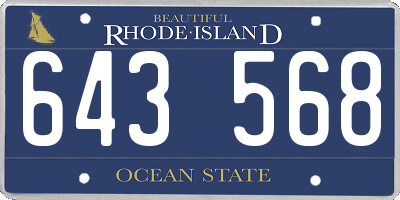 RI license plate 643568