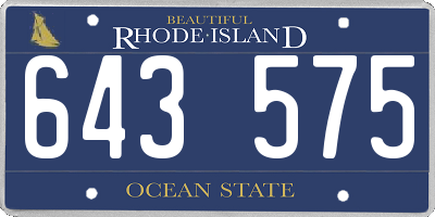RI license plate 643575