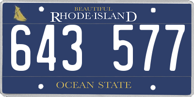 RI license plate 643577