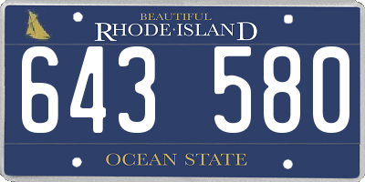 RI license plate 643580