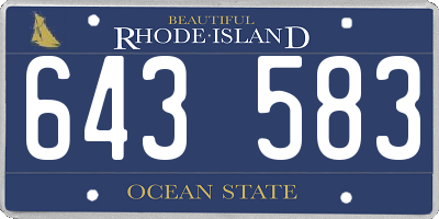 RI license plate 643583