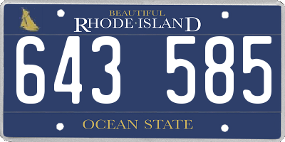 RI license plate 643585