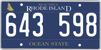 RI license plate 643598