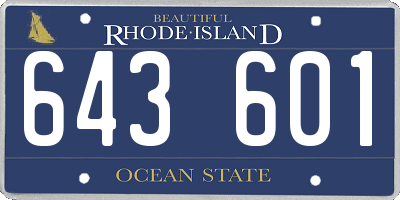 RI license plate 643601