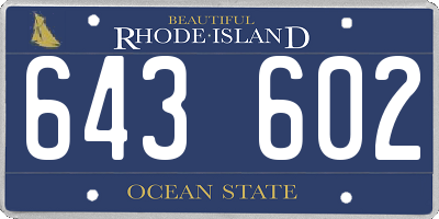 RI license plate 643602