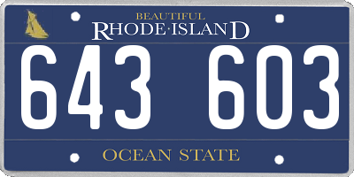 RI license plate 643603