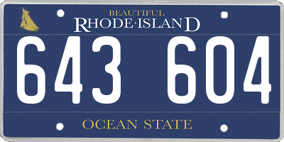 RI license plate 643604