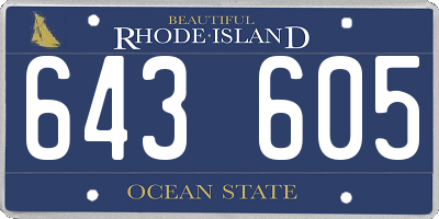 RI license plate 643605