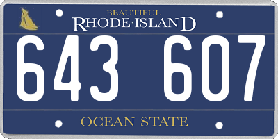 RI license plate 643607