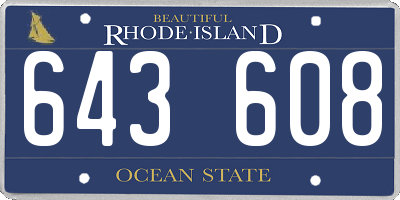 RI license plate 643608