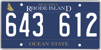 RI license plate 643612