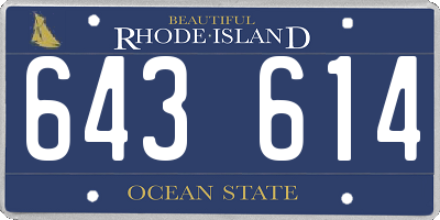 RI license plate 643614