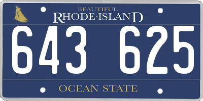 RI license plate 643625