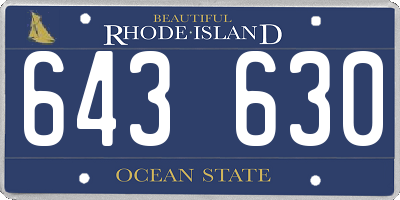 RI license plate 643630