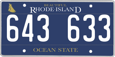 RI license plate 643633