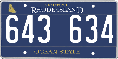 RI license plate 643634