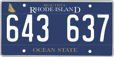 RI license plate 643637