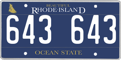 RI license plate 643643