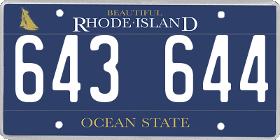 RI license plate 643644