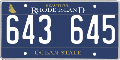 RI license plate 643645