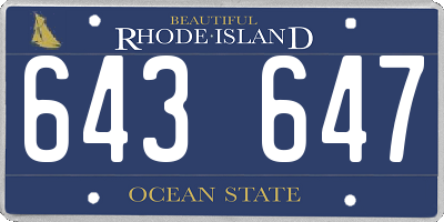 RI license plate 643647