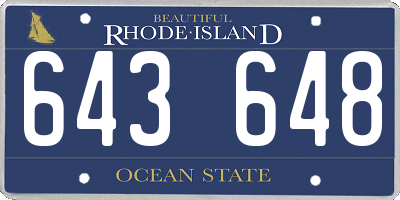 RI license plate 643648
