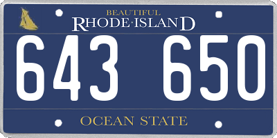 RI license plate 643650