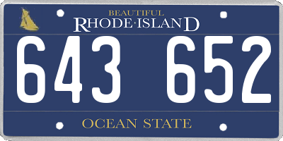 RI license plate 643652