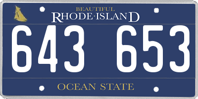 RI license plate 643653
