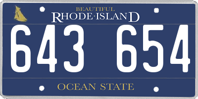 RI license plate 643654