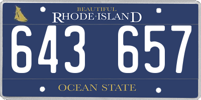 RI license plate 643657