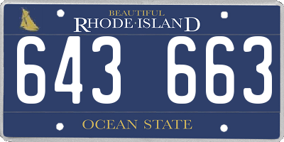 RI license plate 643663