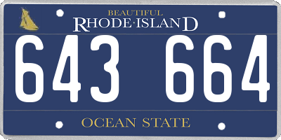 RI license plate 643664