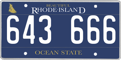 RI license plate 643666