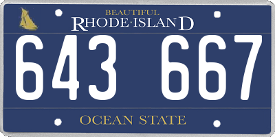 RI license plate 643667